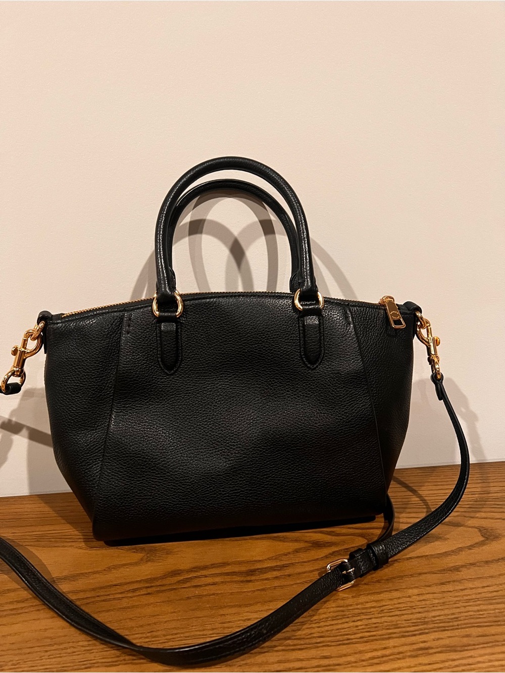 Coach Prairie Satchel Black Pebbled Leather with Gold Hardware Crossbody Bag - Picture 3 of 6